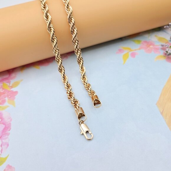 "Bold Rope Style Rose Gold Necklace for Men & Women, 19.7 Inch Length, XPNL0082 - Picture 10 of 12